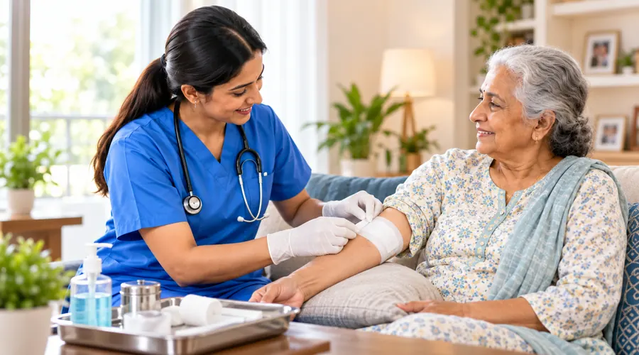 Wound dressing care at home