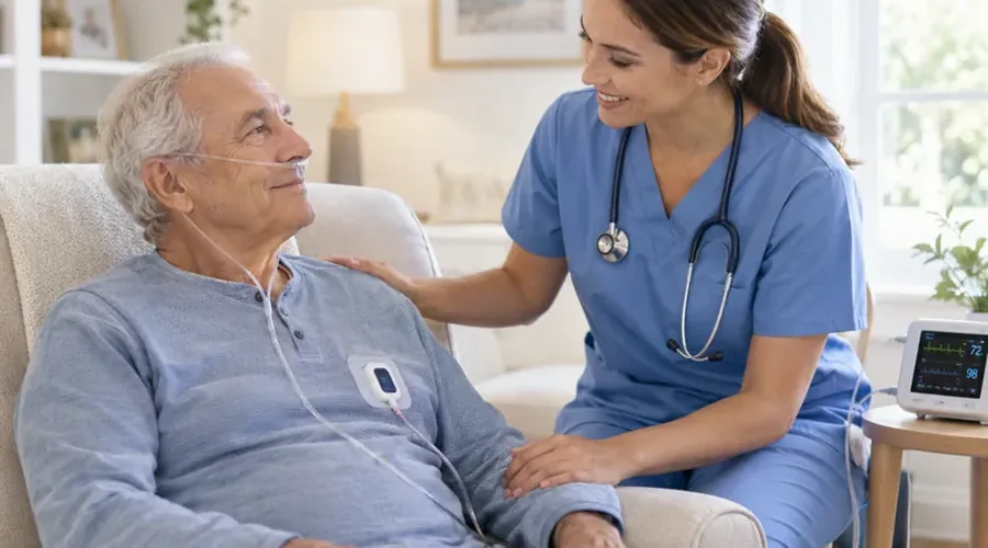 Oxygen and cardiac monitoring support at home