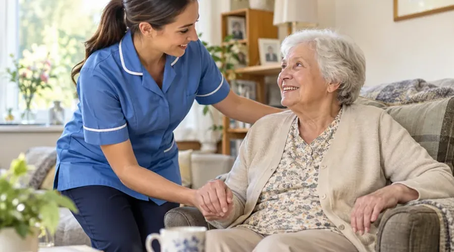 Trained GDA staff supporting a patient at home