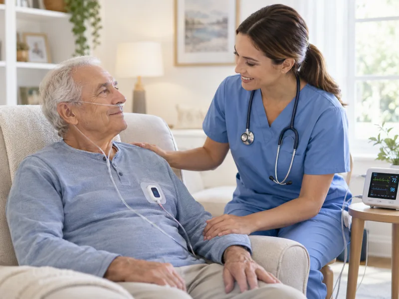 Oxygen and cardiac monitoring support at home
